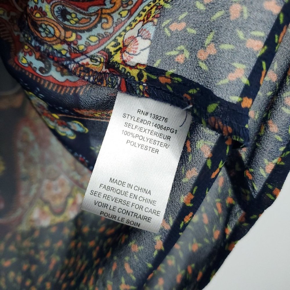 DR2 Vivid Tassel V Neck Paisley Long Sleeve Blouse - Picture 9 of 12